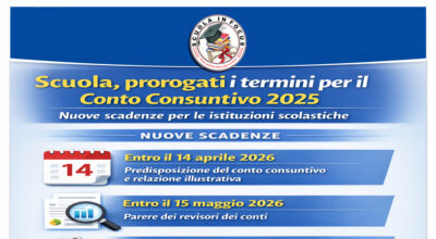 Scuola, prorogati i termini per il Conto Consuntivo 2025