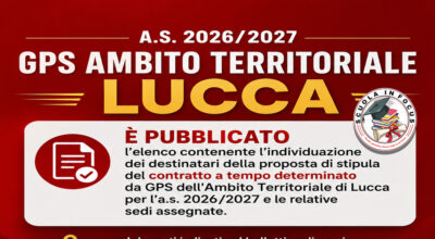 GPS Lucca 2026/2027: pubblicato il bollettino delle nomine e delle sedi assegnate