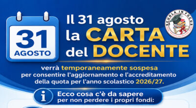 In scadenza la Carta del Docente: cosa fare entro il 31 agosto